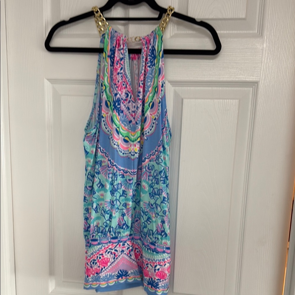 Lilly Pulitzer Blue and Pink Sleeveless Tank Top